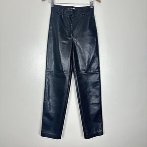 Aritzia Wilfred Faux Leather Straight Leg Funk High Rise Pant Size 2 Black